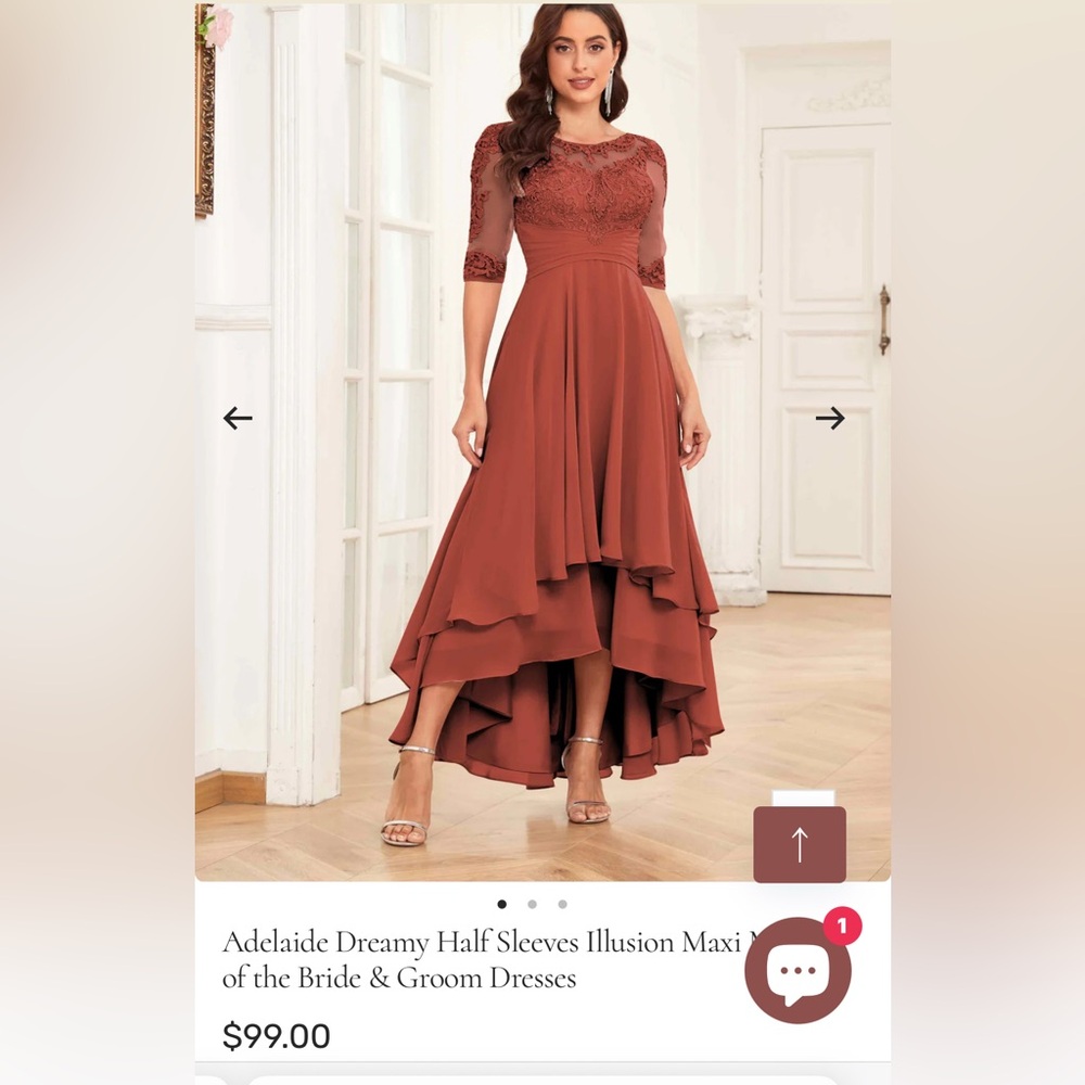 Adelaide Mother of the Bride/Groom Dress Rust Colored 14 NWOT